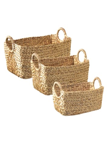 CALICOSY 3er-Set Körbe aus Wasserhyazinthe - in Helles - (W) 46 x (H) 27 x (L) cm