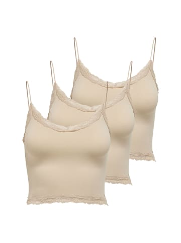 ONLY T-Shirt 3er Pack in Beige