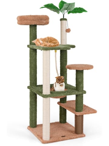 COSTWAY 152cm Kratzbaum mit Kunstpflanze in Grün
