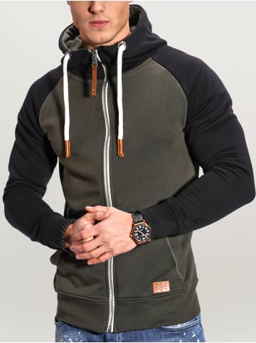 behype Sweatjacke RAGLAN in khaki