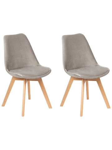Beliani 2er-Set Esszimmerstuhl DAKOTA II in Beige/Heller Holzfarbton