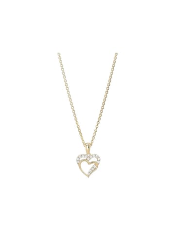 Adeliás Damen Halskette mit Anhänger – Herz aus 925 Silber in gold