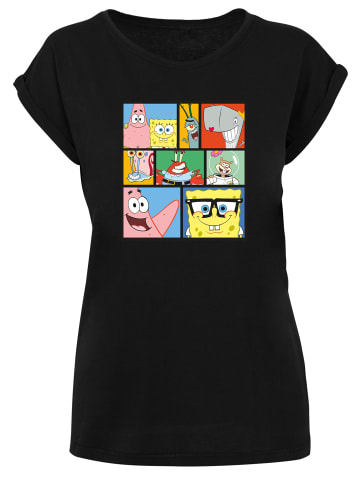 F4NT4STIC T-Shirt 'Spongebob Schwammkopf Collage' in schwarz