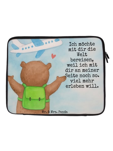 Mr. & Mrs. Panda Notebooktasche Bär Flugzeug Design mit Spruch in Weiß