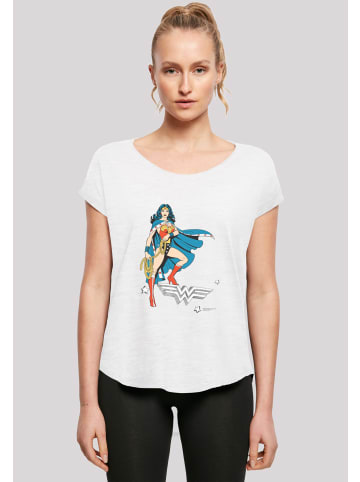 F4NT4STIC Long Cut T-Shirt DC Comics Wonder Woman Standing Logo in weiß