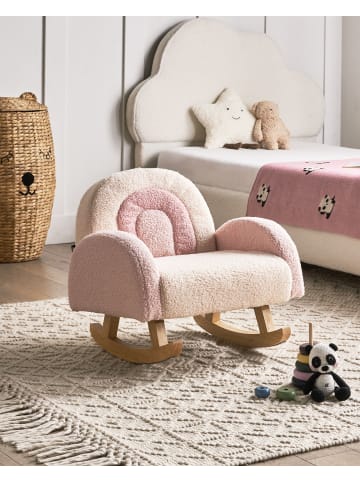 Beliani Kinderschaukelstuhl OMBO in Rosa/Braun - (W) 44 x (H) 48 x (L) 53 cm