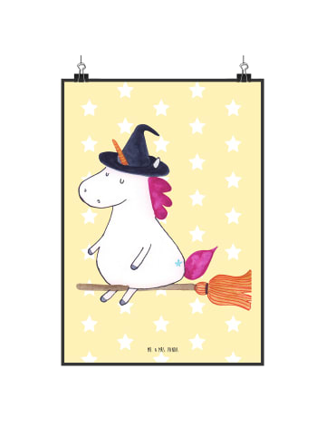 Mr. & Mrs. Panda Wandbild Einhorn Hexe ohne Spruch in Gelb Pastell