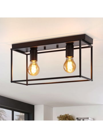 ZMH Deckenleuchte in Schwarz 2-flammige E27 Retro Küchenlampe aus Metall