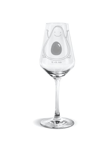 Mr. & Mrs. Panda Weißwein Glas Avocado Glücklich ohne Spruch in Transparent