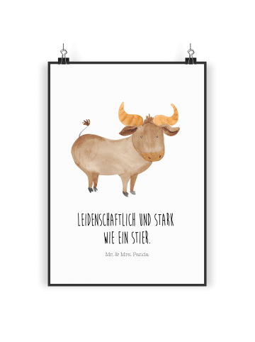 Mr. & Mrs. Panda Bild Sternzeichen Stier mit Spruch in Weiß