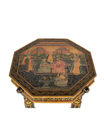 Giner y Colomer Achteckiger Beistelltisch aus Mangoholz mit handgemalten Details in Multicolored