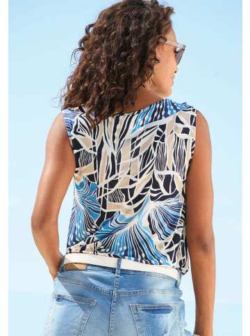 LASCANA Tanktop in blau-creme-sand bedruckt