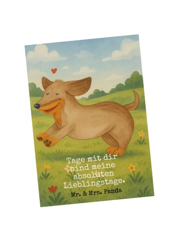 Mr. & Mrs. Panda Postkarte Hund Dackel Design mit Spruch in Weiß