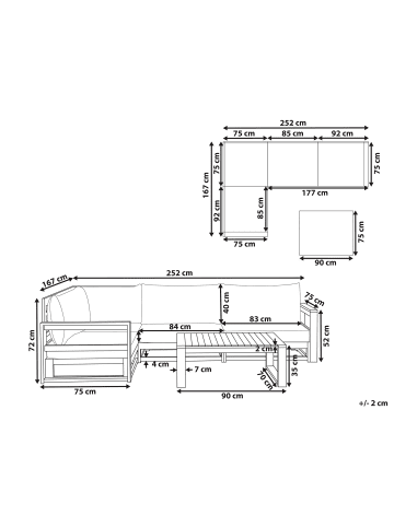 Beliani 2-tlg Lounge Set TIMOR in Braun/Grau/Beige