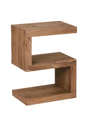 KADIMA DESIGN Beistelltisch S-Cube: Sheesham-Holz, S-Form, 44x30 cm, 60 cm Höhe in Beige
