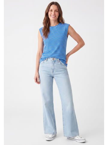 usha BLUE LABEL Women T-Shirt in Sky Blue Stripes