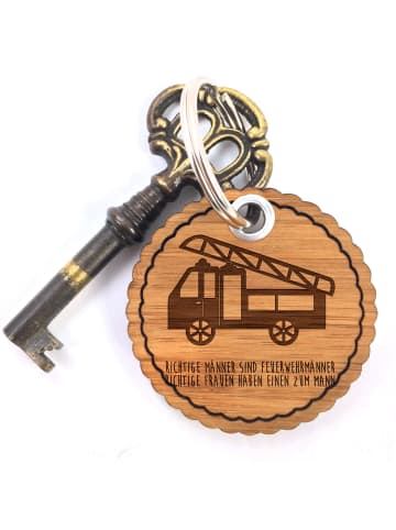 Mr. & Mrs. Panda Schlüsselanhänger Feuerwehr mit Spruch in Braun