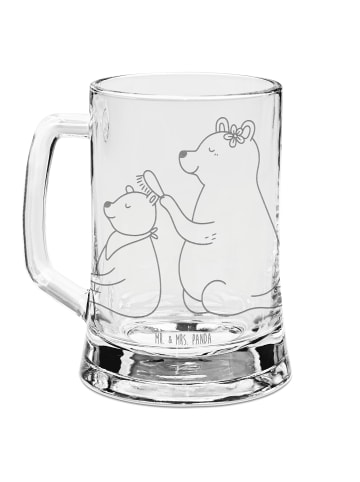 Mr. & Mrs. Panda Gravur Bierkrug Bär Kind ohne Spruch in Transparent