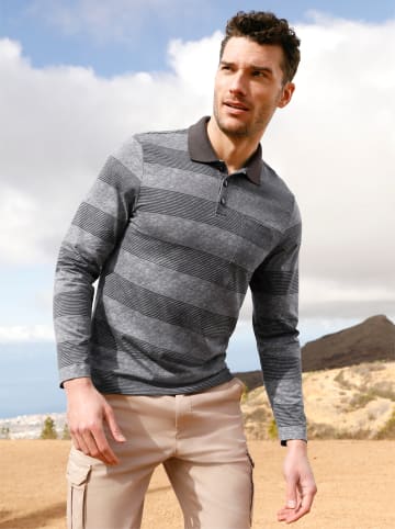 WITT WEIDEN Langarm-Poloshirt in graphit-anthrazit