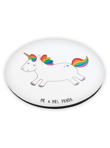 Mr. & Mrs. Panda Rund Magnet Einhorn Happy ohne Spruch in Weiß