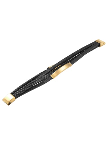 Adeliás Unisex Armband – Lederarmband aus Leder 23 cm in schwarz