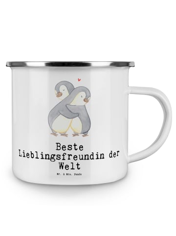 Mr. & Mrs. Panda Camping Emaille Tasse Pinguin Beste Lieblingsfr... in Weiß