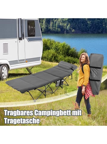 COSTWAY Campingbett mit Matratze 190cm in Grau