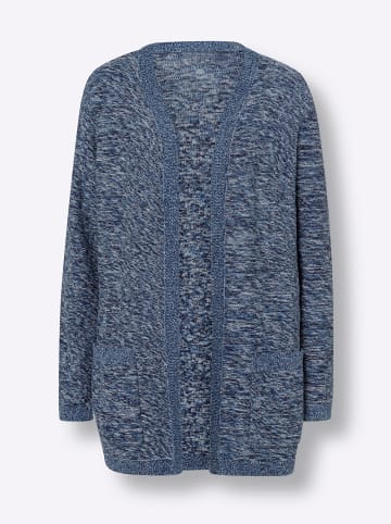 Sieh an! Longstrickjacke in marine-ecru-meliert