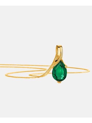Diamant L'éternel Halskette mit Anhänger aus 375 Gelbgold mit Smaragd