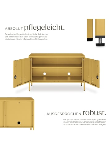 tectake abschließbares Metall Sideboard mit 2 Türen, 100 x 42,5 x 65 cm