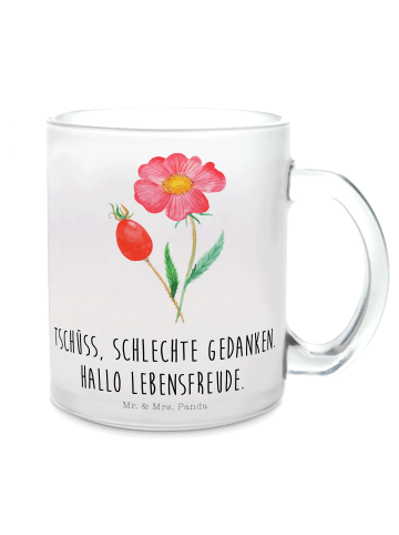 Mr. & Mrs. Panda Trinkglas Blume HageRundunge mit Spruch in Transparent