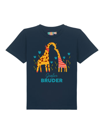 wat? Apparel T-Shirt Giraffe Großer Bruder in Dunkelblau