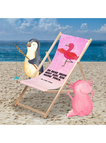Mr. & Mrs. Panda Gartenliege Flamingo Yoga mit Spruch in Aquarell Pink