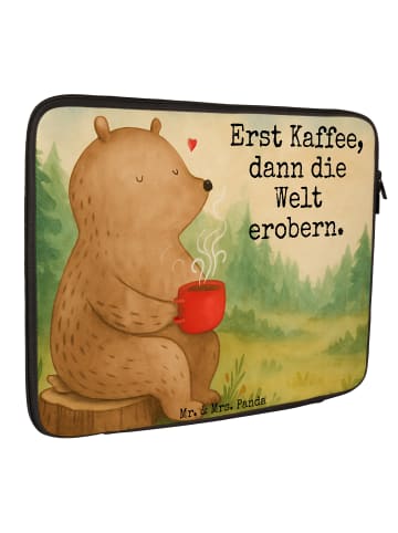 Mr. & Mrs. Panda Notebook Tasche Bär Kaffee Design mit Spruch in Weiß