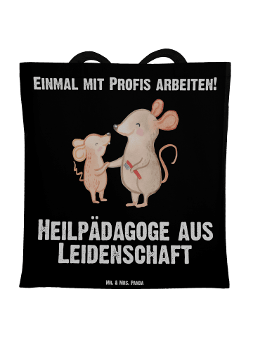 Mr. & Mrs. Panda Umhängetasche Heilpädagoge Leidenschaft mit Spruch in Schwarz