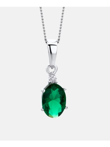 Diamant L'éternel Halskette mit Anhänger aus 585 Weißgold mit 0.63 Karat Diamant mit Smaragd in...