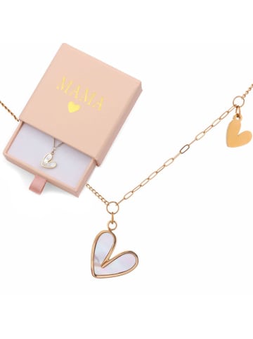 Himmelsflüsterer  Perlmutt-Emoji-Herzchen-Collier mit Geschenkbox - Farbe: Gold 
