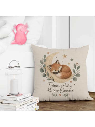 Mr. & Mrs. Panda Kuschelkissen 40x40 Fuchs schlafend Design mit ... in Weiß