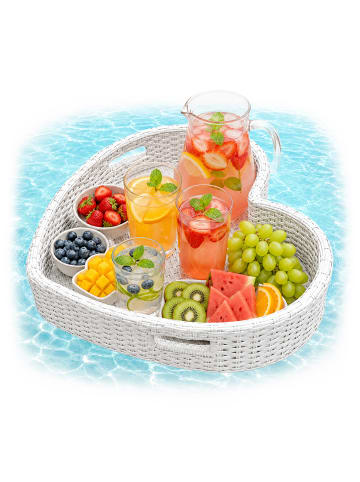 relaxdays Schwimmendes Tablett "Herz" in Weiß - (B)60 x (H)20 x (T)60 cm