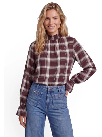 Zero  Karo-Bluse mit Stehkragen in Brown/Beige