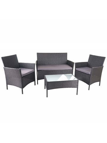 MCW Gartengarnitur D82, Sitzgruppe Lounge-Set, Schwarz mit Kissen anthrazit