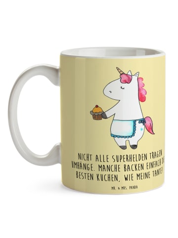 Mr. & Mrs. Panda Teetasse Super Tante mit Spruch in Gelb Pastell