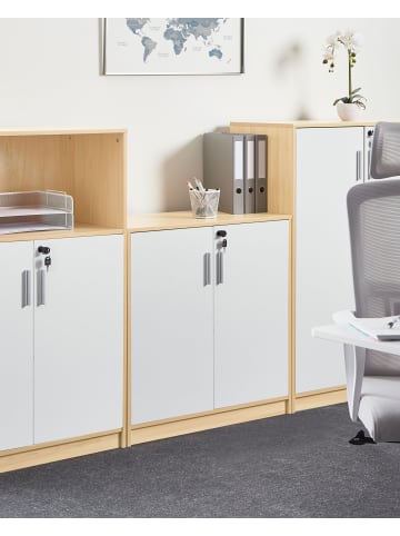 Beliani Büroschränke ZEHNA in Braun/Weiß - (W) 80 x (H) 80 x (L) 40 cm