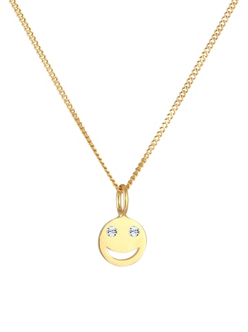 Elli Halskette 925 Sterling Silber Smiling Face, mit Smiling Face in Gold