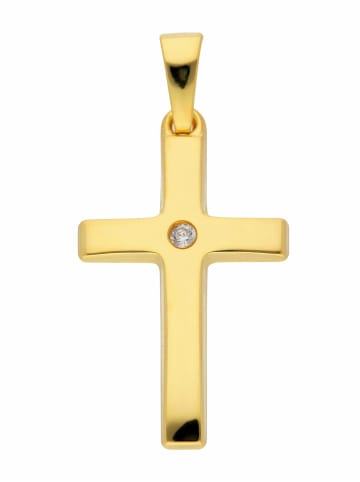 Adeliás 333 Gold Kreuz Anhänger mit Zirkonia in gold