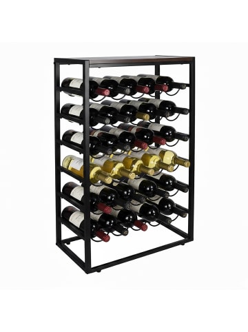 relaxdays Weinregal in Schwarz/ Braun - (B)59 x (H)88 x (T)30 cm