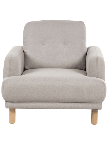 Beliani Sessel TUVE in Beige/Heller Holzfarbton - (W) 88 x (H) 85 x (L) 90 cm