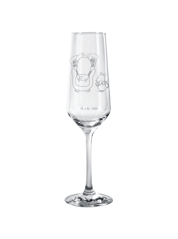Mr. & Mrs. Panda Champagnerglas Pinguin & Maus Wanderer ohne Spruch in Transparent