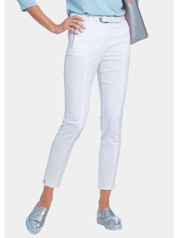 GOLDNER Kurzgröße:  Elastische Hose mit extra Nähten in weiß