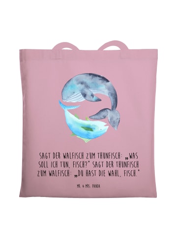 Mr. & Mrs. Panda Jutebeutel Walfisch Thunfisch mit Spruch in Rosa Pastell